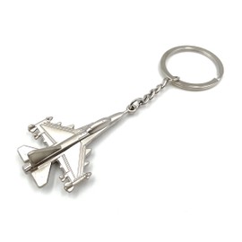 Onwomania - Aircraft Jet Fighter Plane Keyring - Metal Lucky Charm Ideal as a Gift e.g. for a Best Friend, Best Friend, Mum - For Men, Women & Children, silver, Unit size