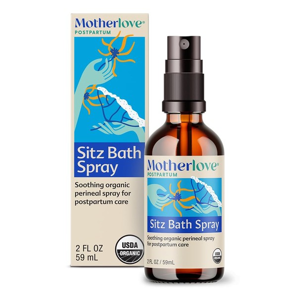 Motherlove Sitz Bath Spray (2 oz) Sitz Bath for Postpartum Care—Herbal Perineal Spray w/Witch Hazel—USDA Organic, Vegan, & Cruelty Free