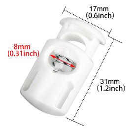 Plastic Cord Locks End Spring Stop Toggle Stoppers Multi-colour (10PCS, White) by DYZD