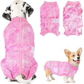 SlowTon Traje de Recuperación para Perros con Cremallera, Transpirable Traje de Quirúrgica con Bordes Elásticos, Alternativa para Perros de Collar en E Después de la Cirugía (M, J- Azul Marino)