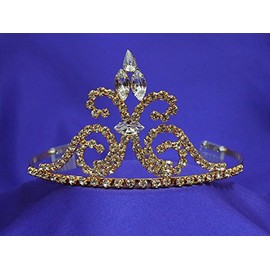 Gold Rhinestone Cyrstal Princess Prom Homecoming Tiara Crown R21GG