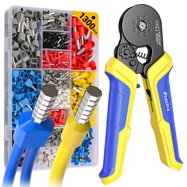 Octagonal Ferrule Crimping Plier Kit, Preciva 0.25-10mm²/AWG23-7 Crimp Tool Set with 1300pcs Cable Connectors, Ratchet Wire Crimper for Electrical Engineering