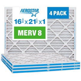 Aerostar 16 3/8 x 21 1/2 x 1 MERV 8 Pleated Air Filter, AC Furnace Air Filter, 4 Pack (Actual Size: 16 3/8"x21 1/2"x3/4")