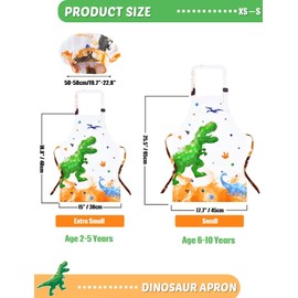 WERNNSAI Kids Aprons and Chef Hat Set Boys Art Aprons Set Child Painting Art Smock Cooking Gardening Painting Smock with Pocket Paint Smock Child Artist Costume Chef Costume Kids Dinosaur Chef Outfit