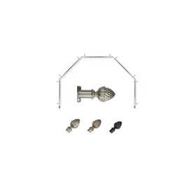 Maykoosh Eclectic Elegance 13/16 Inch 5 Sided Bay Window Single Curtain Rod, Antique Brass - Corner Curtain Rods, Corner Window Curtain Rods, 5 Side Curtain Rods, Corner Drapery Rods