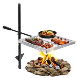 BiggerFire Swivel Campfire Grill 360° Adjustable Open Fire Grill Grate, Fire Pit Grill Grate over Fire Pits, Outdoor Cooking Equipment for Camping,Picnics Campfires