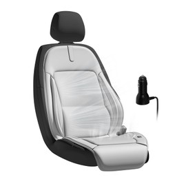 Daspom 12V-24V Cooling Car Seat Cover Front Seat with 15 Fans, Ventilated Cooling Car Seat Cushion 3 Adjustable Wind Speeds, Cooled Seat Cover Universal Fit for Car Truck SUV, Gray