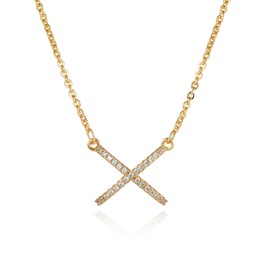 SHINYTE CATALINE - Collar con colgante chapado en oro de 18 quilates para mujer, con circonita cúbica, para mujer, 18in-11, Latón, Circonia cúbica