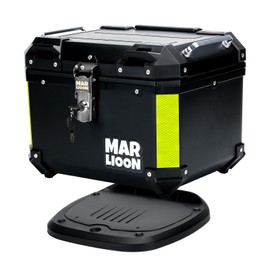 45L Motorcycle Top Case, Universal Motorbike Tail Box, Scooter Tour Trunk Storage Carrier Case for Helmet Luggage with Quick Release Mounting Plate - Black