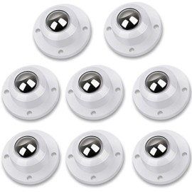 Deear Self Adhesive Caster Wheels for Furniture,Storage Box,Trash Can,PC Stainless Steel Universal Pulley 360 Degree Rotating Adhesive Caster Wheels 1 Inch Low Profile Swivel Wheels White 8 Pack
