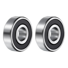 sourcing map 6302-2RS Deep Groove Ball Bearings, 2pcs 15mm I.D x 42mm O.D x 13mm Thick C3 Double Rubber Sealed Chrome Steel (ABEC5, Black)