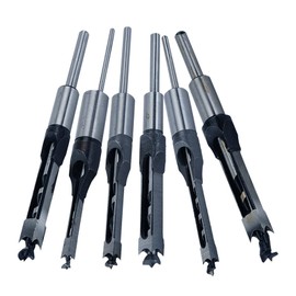 MAX-CRAFT 6Pcs Wood Square Hole Mortise Chisel Bit Woodworking Drill Bit Hole Cutter