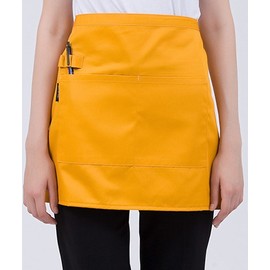 쉐프 솔리드 숏타입 허리 앞치마, 옐로우, 2개 Chef Solid Short Waist Apron, Yellow, Pack of 2