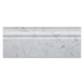 Italian Carrara White Marble Polished 5 X 12 Baseboard - Box of 5 Pcs.