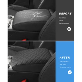 INTGET for 2024 Volkswagen/VW Atlas Center Console Cover Cushion Arm Rest Cover Middle Console Cover Central Armrest Lid Protector for 2024 Volkswagen VW Atlas Interior Accessories (Black Cushion)