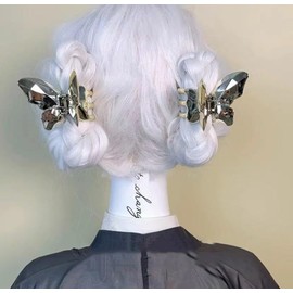 2Pcs Clear Butterfly Hair Claw Clips, Medium Acrylic Hair Clips Non-Slip Beautiful Hair Accessories for Girls and Women Cute Hair Clips (Gold)