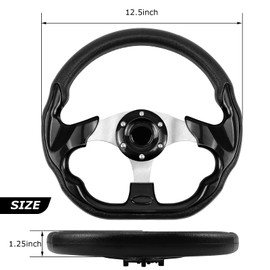 QYMOPAY Golf Cart Steering Wheel, Skid Steering Wheel, Universal Golf Cart for Club Car EZGO RXV and TXT, Yamaha, Precedent Tempo, DS
