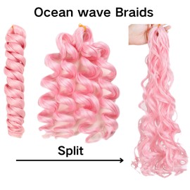 Light Pink Braiding Hair Pre stretched Boho Hair for Braiding Curly Ocean Wave Boho Braids Prestretched Ez Braid Hypoallergenic Non Toxic Anti Itch
