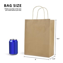 Paper Gift Bags with Handles, 8x4.25x10.5 100Pcs Brown Gift Bags Bulk, Gift Bags Medium Size Kraft Paper Bags, Wedding Gift Bag, Goody Party Favor Bags, Retail Merchandise Bags, Grocery Shopping Bags