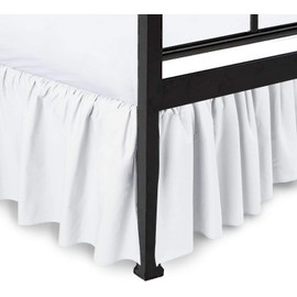 Ruffled Bed Skirt with Split Corners, Gathered Style, 100% Microfiber-21 Drop, Dust Ruffle Bed Skirts Full, White
