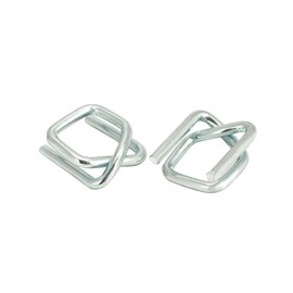 QWORK Metal Wire Buckle, 1/2" Width, 200 Pack, Silver, for Polypropylene Strapping Cord Strapping