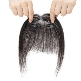TESSHAIR Wispy Bangs Hair Clip Human Hair, Human Hair Clip in Bangs, Middle Part HairPieces, No Tangle & Smooth, 11g #1B Natural Black