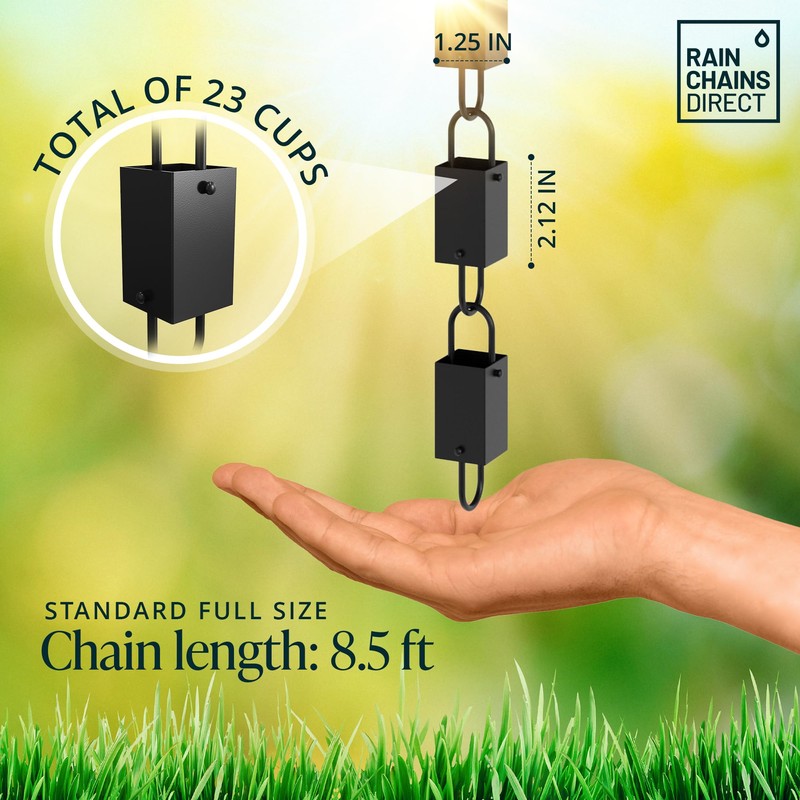 Rain Chains Direct - Square Link Rain Chain - 8.5