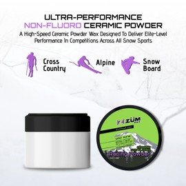 ZUMWAX Iron-On Ski/Snowboard/Nordic Ceramic Powder Wax – 80g, PFAS-Free, Eco-Friendly Ceramic & Silicon Dioxide, Extreme Speed, Non-Fluoro Ultra-Performance Speed Wax All Conditions, Made in USA