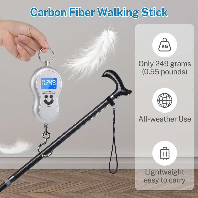 Carbon Fiber Walking Cane, Matte Black