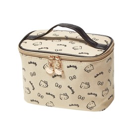 AmBealla Large Makeup Bag with Handle Travel Cube Cosmetic Bags Brush Holder Zipper Pouch Case Organizer for Women , Beige Bucket Bag