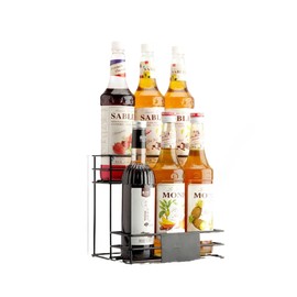 Fancial Coffee Syrup Manager 2-Layer Syrup Bottle Rack Coffee Bar 6-Bottle Matte Black Wine Bottle Rack