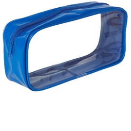 Soul Projekt Large Clear Pencil Case Blue, Make Up Travel Bag, Portable PVC Pouch Organizer for Students, Exam, Office, Art, School Supplies, Women, Girls, Boys, Stocking Filler, Cosmetic Toiletry Bag
