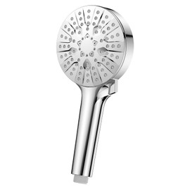 ProPerhome HS01 6 Way Pressure Boosting Hand Held Shower Head Round Shower Head 110mm Anti-Limescale Chrome (No Hose)