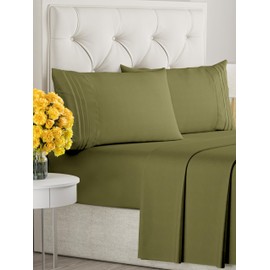 Full Size 4 Piece Sheet Set - Comfy Breathable & Cooling Sheets - Hotel Luxury Bed Sheets for Women and Men - Deep Pockets, Easy-Fit, Soft and Wrinkle Free Sheets - Sage Green Oeko-Tex Bed Sheet Set