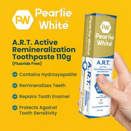 Pearlie White Pearlie White Active Remineralization Fluoride Free Toothpaste - 3.8oz/110gm - Remineralizing Toothpaste for Tooth Enamel Repair - Helps Remove Stains - Contains Hydroxyapatite and Xylitol - Pack of 2