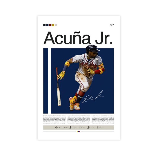 YALIZEYAO Sports Poster Ronald Acuna Jr Canvas Poster Unframe:12x18inch(30x45cm)