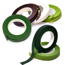 Rjayaa Florist Tape, 6 Rolls Florists Stem Tape Green for Flowers Floral Bouquet Sticky Arrangement Wrap Tapes Floristry Supplies for Wrapping Craft