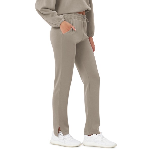 ODODOS Women's Modal Soft Split-Hem High Waist Pants with Pockets