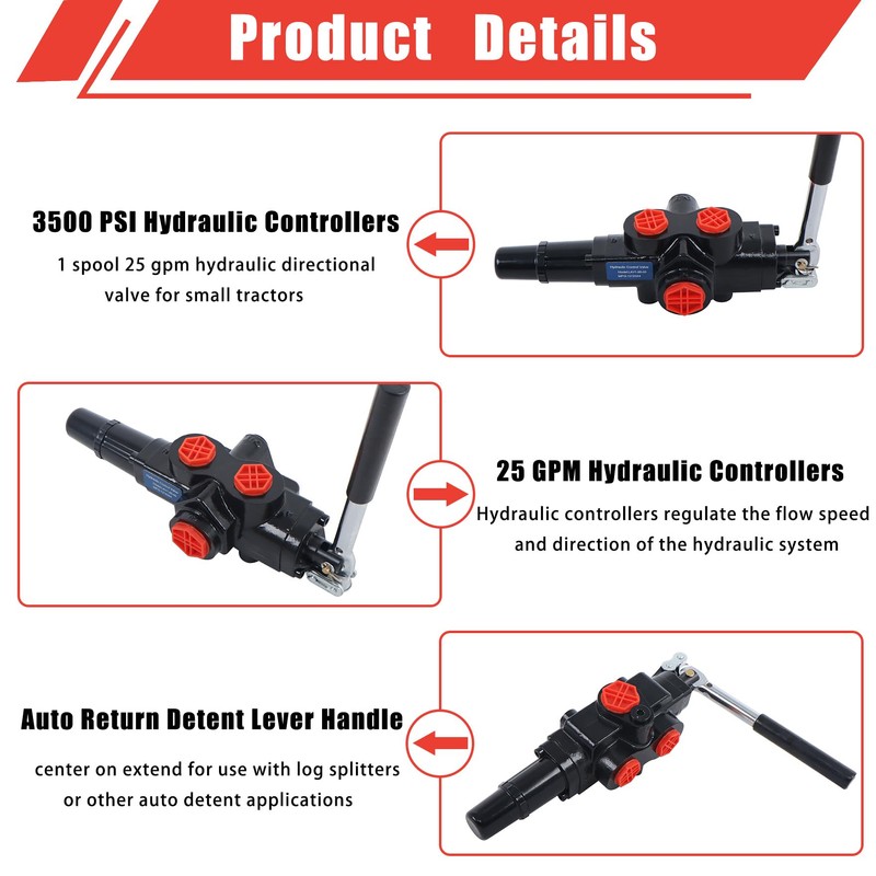 waltyotur 3500 PSI Hydraulic Log Splitter Directional Control Valve Auto