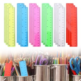 ZoeTekway Plastic Small Ruler Children's Small Ruler Primary School Flexible for School Supplies 1 Class (18 Pieces Coloured 15 cm Ruler)