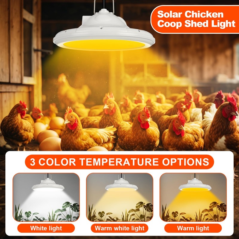 Grinsvalley Solar Chicken Coop Light with Remote & Timer, Dusk
