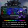 Wireless Gaming Keyboard and Mouse,Rainbow Backlit Rechargeable Keyboard Mouse with