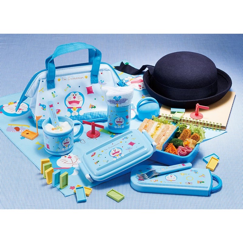 Skater KGA0 Doraemon Gingham Insulated Lunch Bag for Kids Lunch