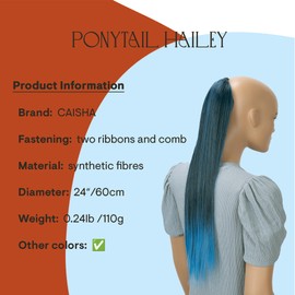 PRETTYSHOP 60 cm Hairpiece HCB5, Straight Ponytail Braid Hair Extension, Black Light Blue Mix