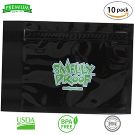 Reusable Food Storage Container Bags by Smelly Proof, Reusable Freezer Bags US-Made PEVA & BPA FREE Snack Bag, Easy Clean Dishwasher-Safe, NO SMELL Triple Zip BLACK 4 mils FLAT 6" x 4" - 10pk