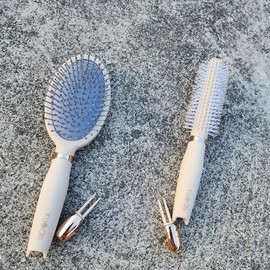 Hair Brush 2-Piece Set with Cleaning Tool Includes Cushion Brush