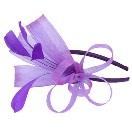 Beaupretty Fascinators for Women, Fascinators Hat Flower Mesh Headband Cocktail Party Hat Bridal Headpieces for Tea Party Birthday Purple