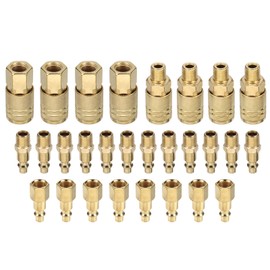 HARFINGTON 28pcs 1/4" NPT Air Coupler & Plug Kit Type m Female Male Couplers & Plugs Set Copper-Plated High Flow Quick Connect for Air Compressors Air Tools