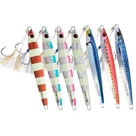 OCEAN CAT 1 PC Lead Metal Flat Slow Fall Pitch Fishing Jigs Lures Sinking Vertical Jigging Bait with Butterfly Hook for Saltwater Fishing Size 40g 80g 120g 160g 200g (7 Pcs Combo, 160g)