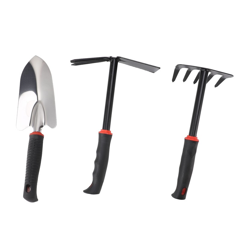 3PCS Garden Tool Set Iron Stainless Steel Five Teeth Rake